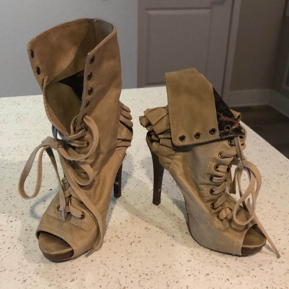 Leather Betsey Johnson Peep-Toe Heels